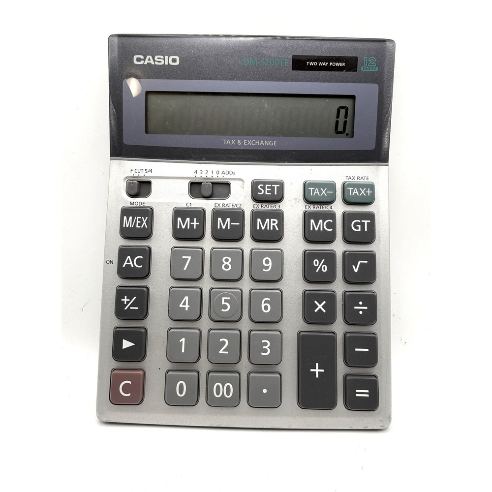 Casio DM-1200TE Desktop Calculator 12 Digit Solar Battery Two Way Power Silver